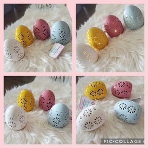 Set Of 4 Light Up Ceramic Easter Eggs